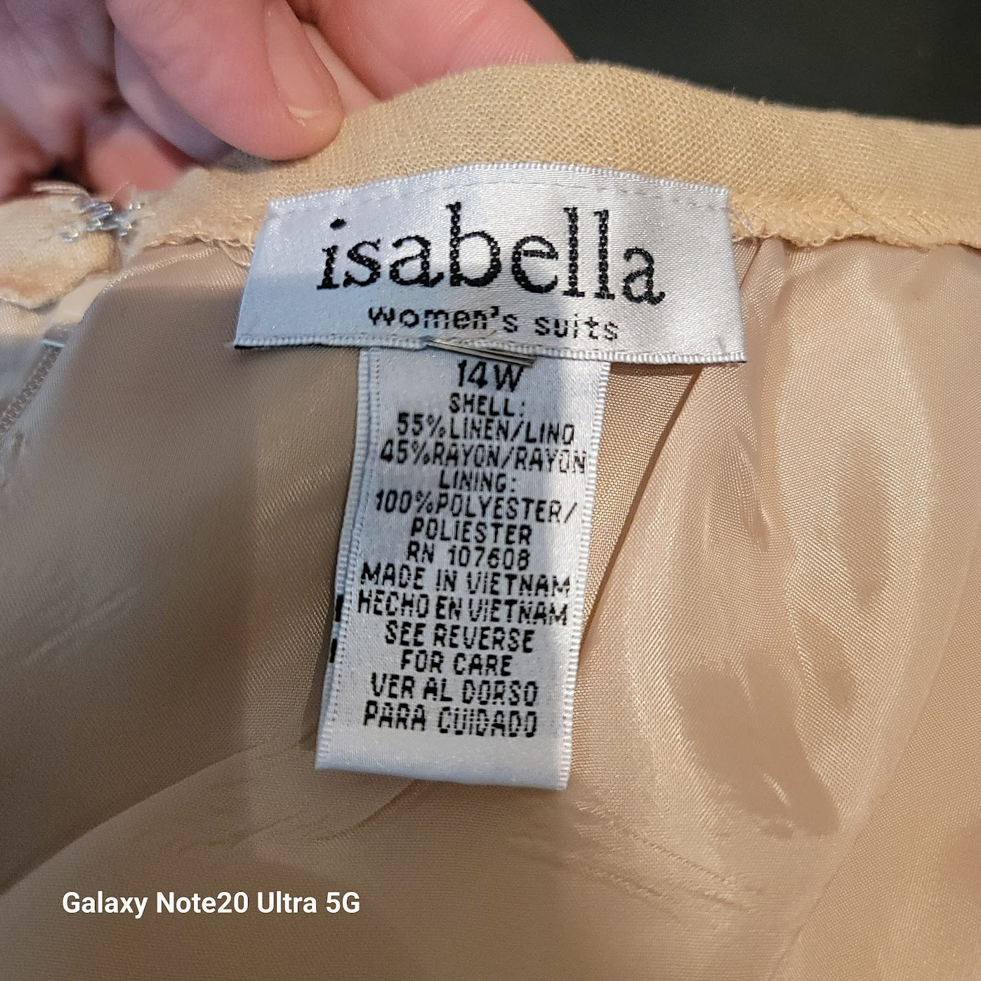 Isalbella Pencil Skirt 14W Linen Blend Tan Lined A-line Rear Zip Career Wiggle