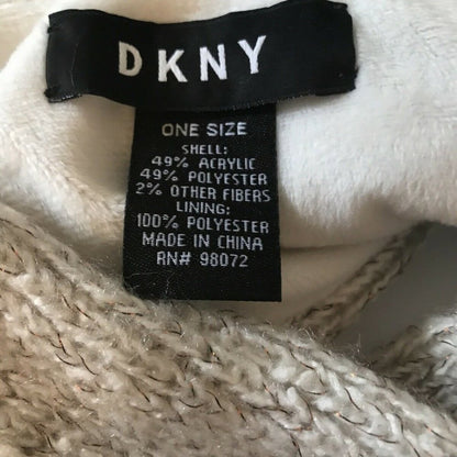 DKNY Fleece Lined Grey Headband Front Twist Hat Band