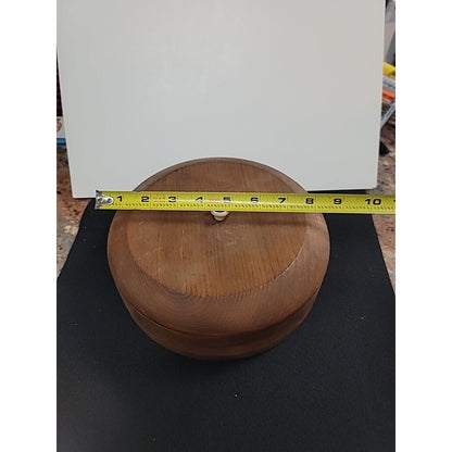 Handmade Turned Wood Turned Bowl With Lid 9" Natural Finish Tobbaco Sewing GA.