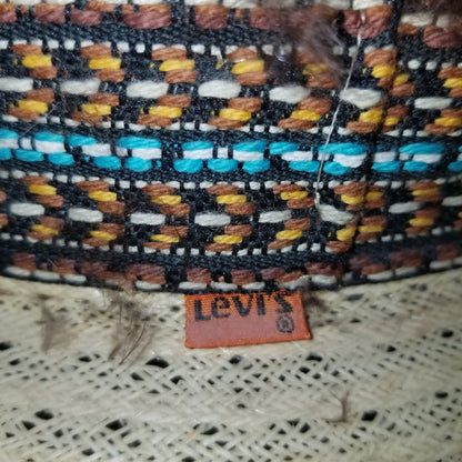 Levis Vintage Cowboy Hat 7 1/8 Tall 6" crown feather band Gaucho Western Roper
