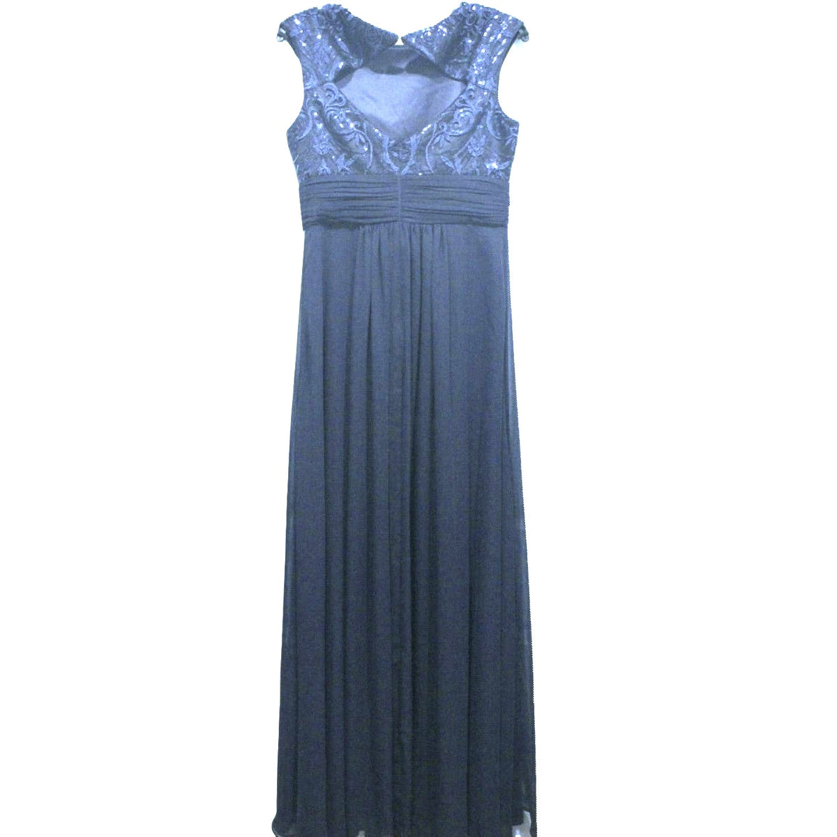 Eliza J Lace Sequin Chiffon Cap Sleeve Formal Gown Size 0 Navy NWT Formal dress