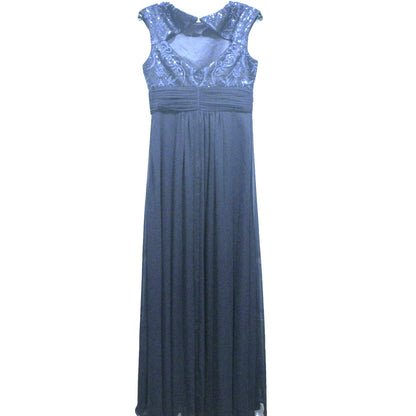 Eliza J Lace Sequin Chiffon Cap Sleeve Formal Gown Size 0 Navy NWT Formal dress