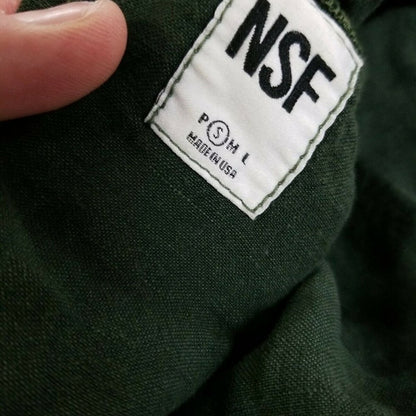 NWT NSF Clothing Isadora Jumpsuit LINEN blend Small Aviator Moss Green Batwings