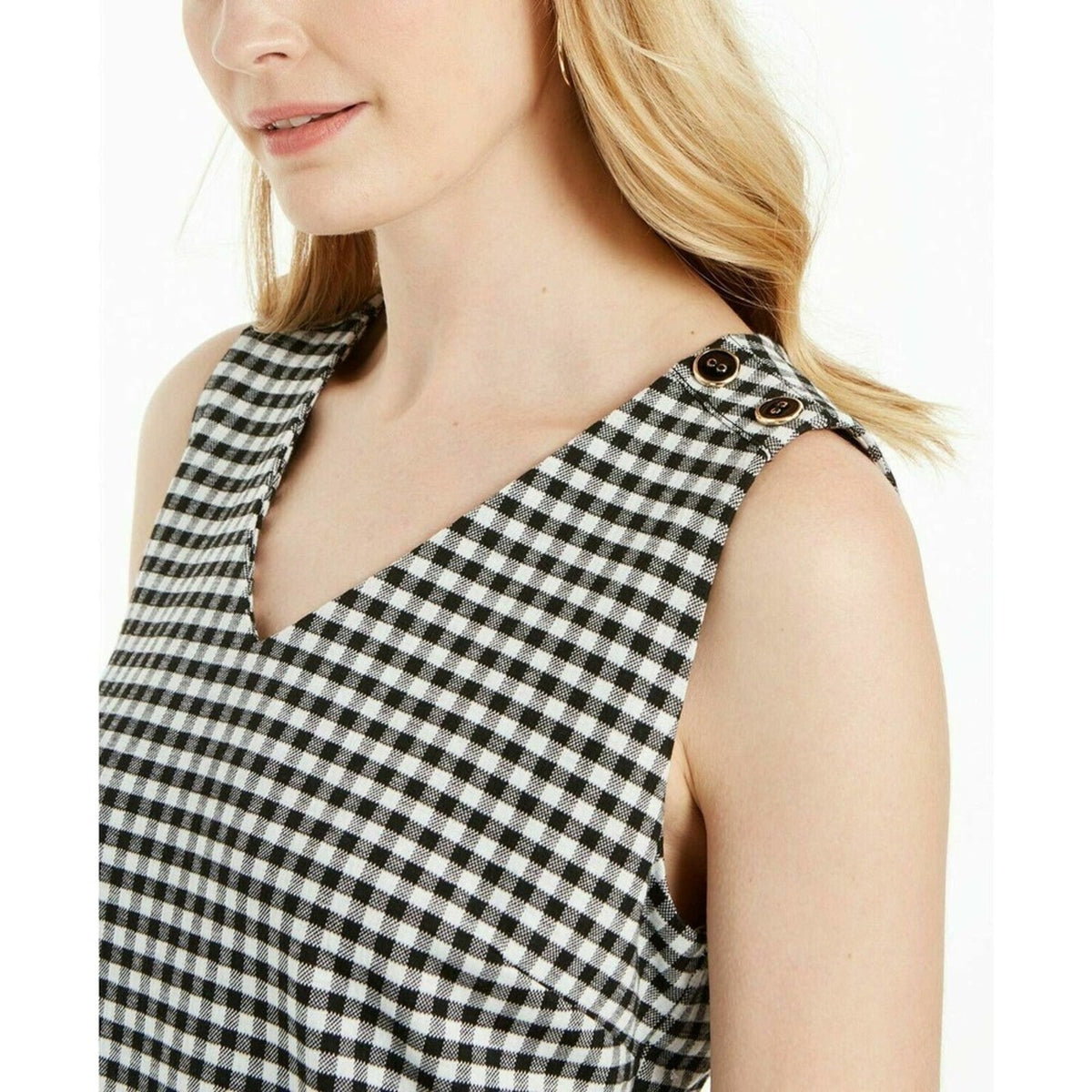Charter Club Gingham Button-Side Top Sleeveless size XXLarge