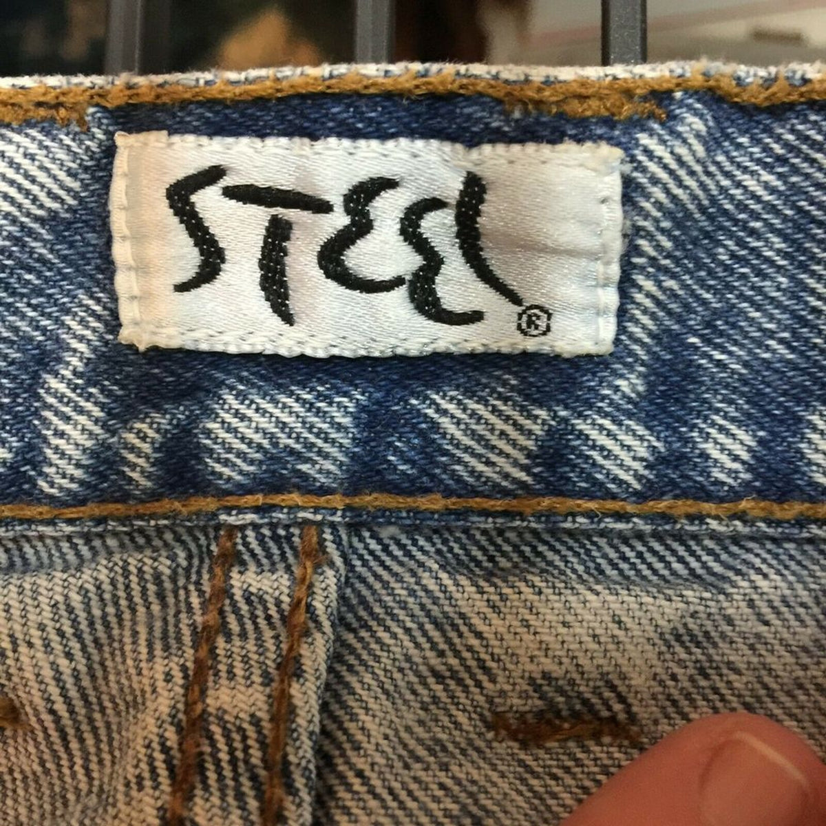 Steel VINTAGE Skinny Cropped Jeans High Rise Light Wash Blue Acid Wash MOM 13
