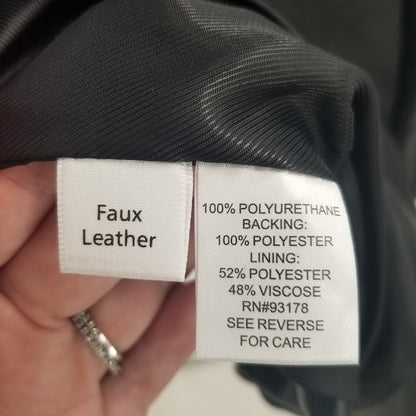 Truth by Republic Faux Black Leather Jacket Gold Buttons SOFT Coat SUPER SOFT