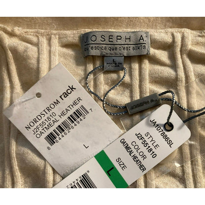 Joseph A - Long Sleeve Button Front Boyfriend Cardigan Large Oatmeal Heather NWT