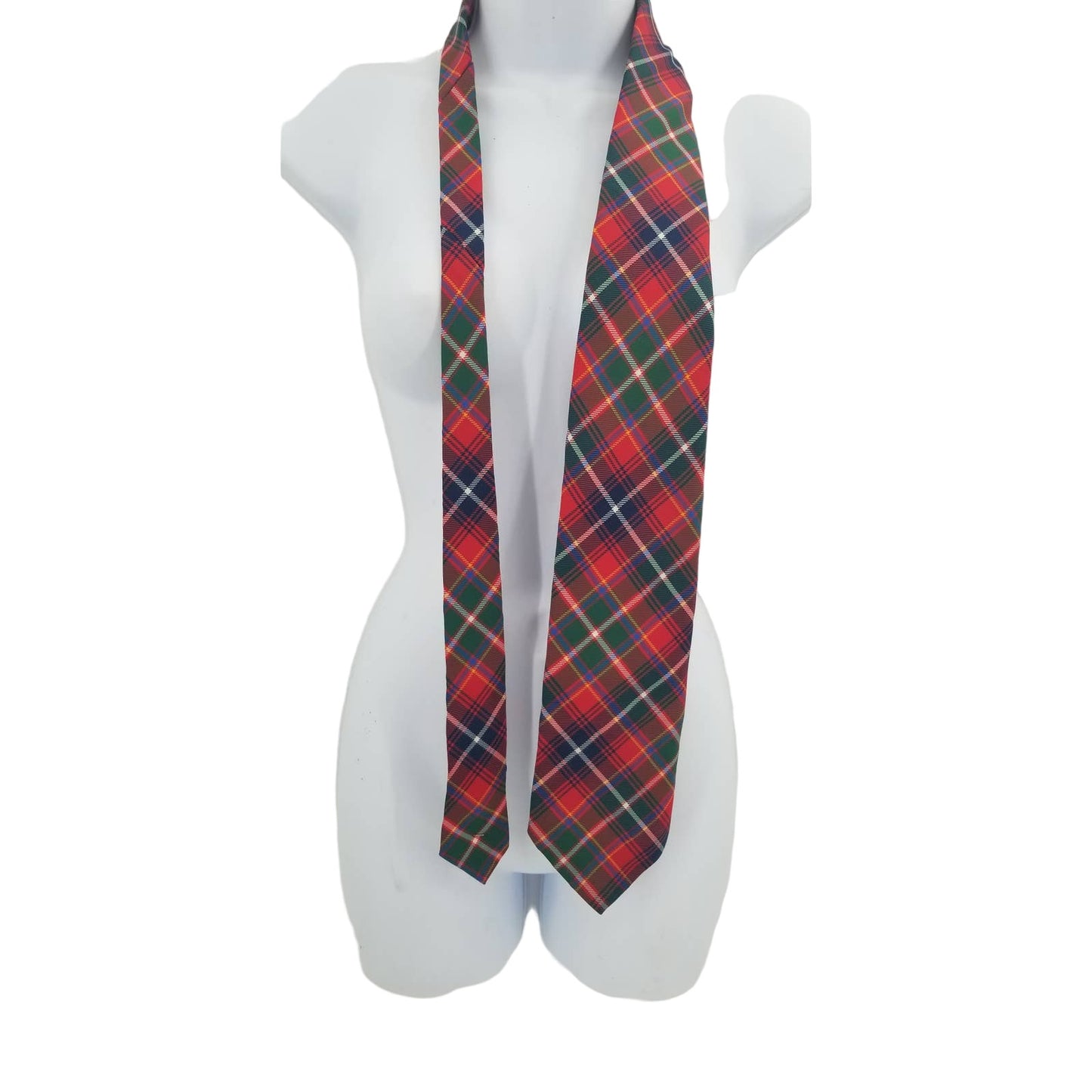 Pietro Di Roma Vintage Mens Necktie Tartan Plaid Red Green Blue 54" Tie