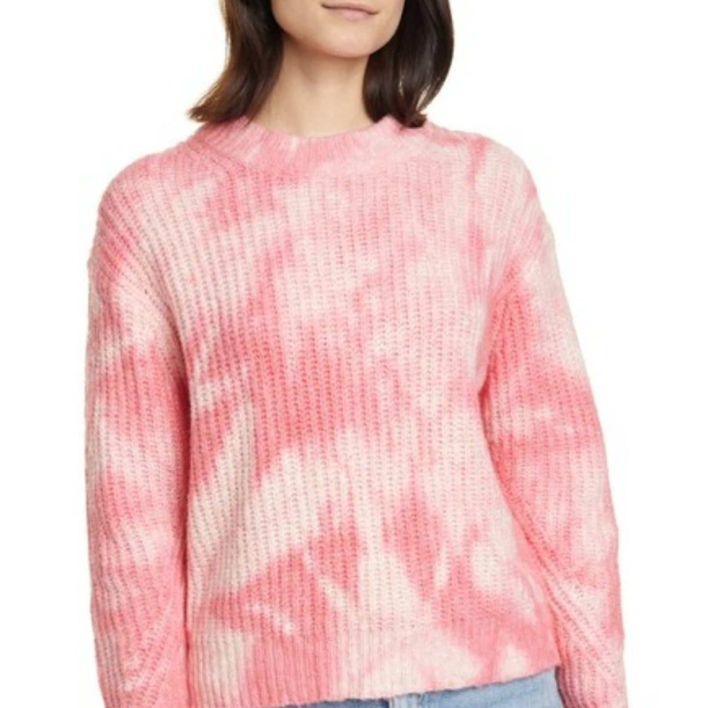 Line Mia Tye Dye Cotton Blend Mock Neck Long Sleeves Sweater Twilight Medium NEW