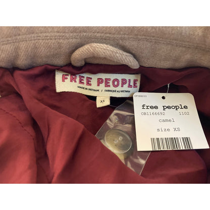 Free People Hannah Double Breasted Blazer Jacket Sz XS/Extra Small in Camel NWT