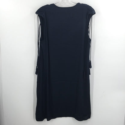 Catherine Malandrino Jules Mini Dress Tasseled Solid Dark Blue Size Medium NEW