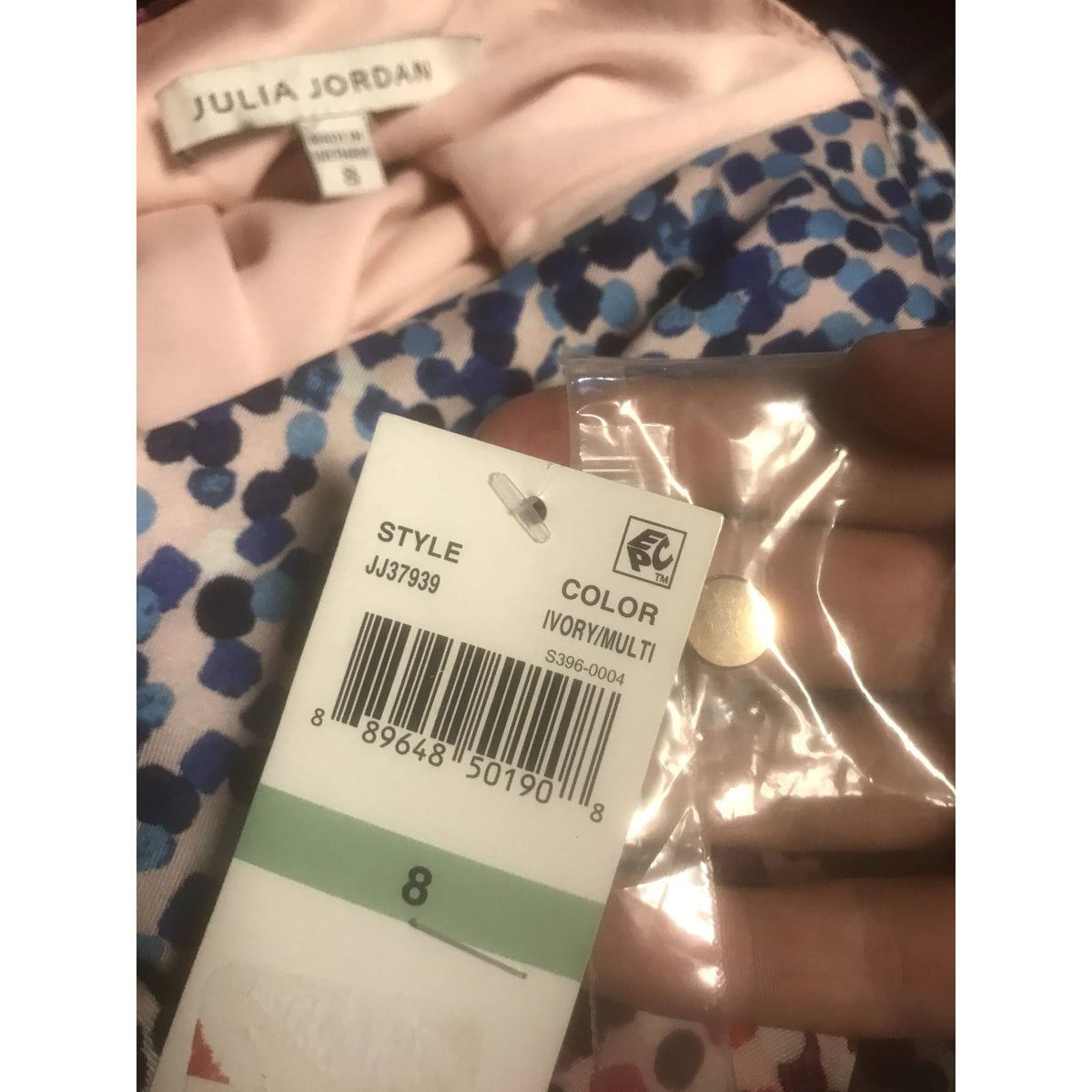 JULIA JORDAN JJ37939 A-Line Tie Waist Belt Multicolor Dot Midi Dress Size 8 NEW