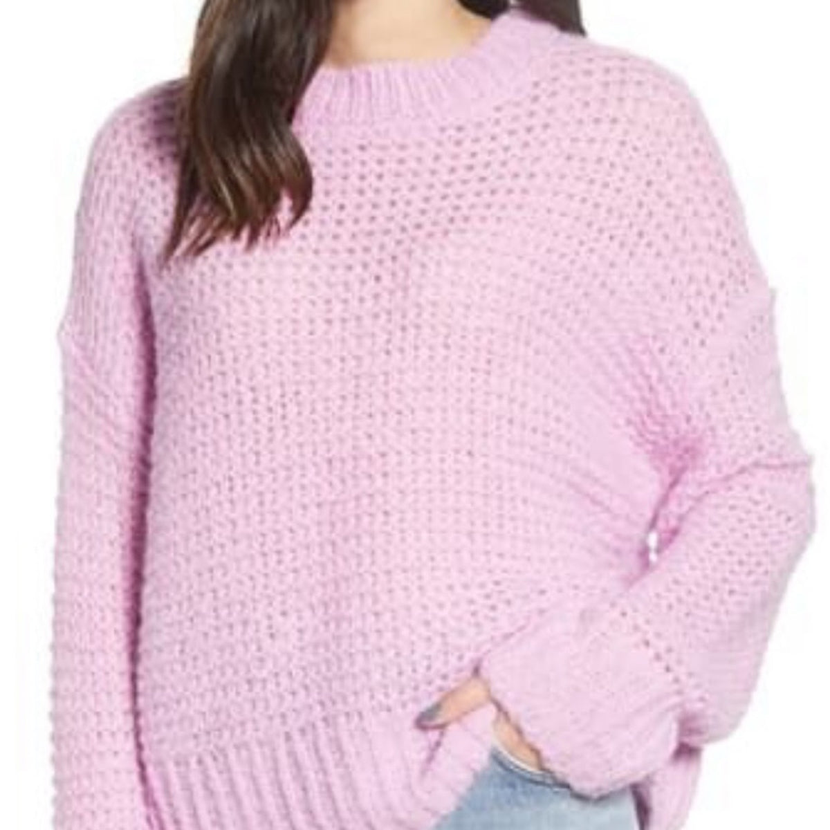 Chelsea28 Purple Crewneck Knit Sweater purple ish pink XXS oversized