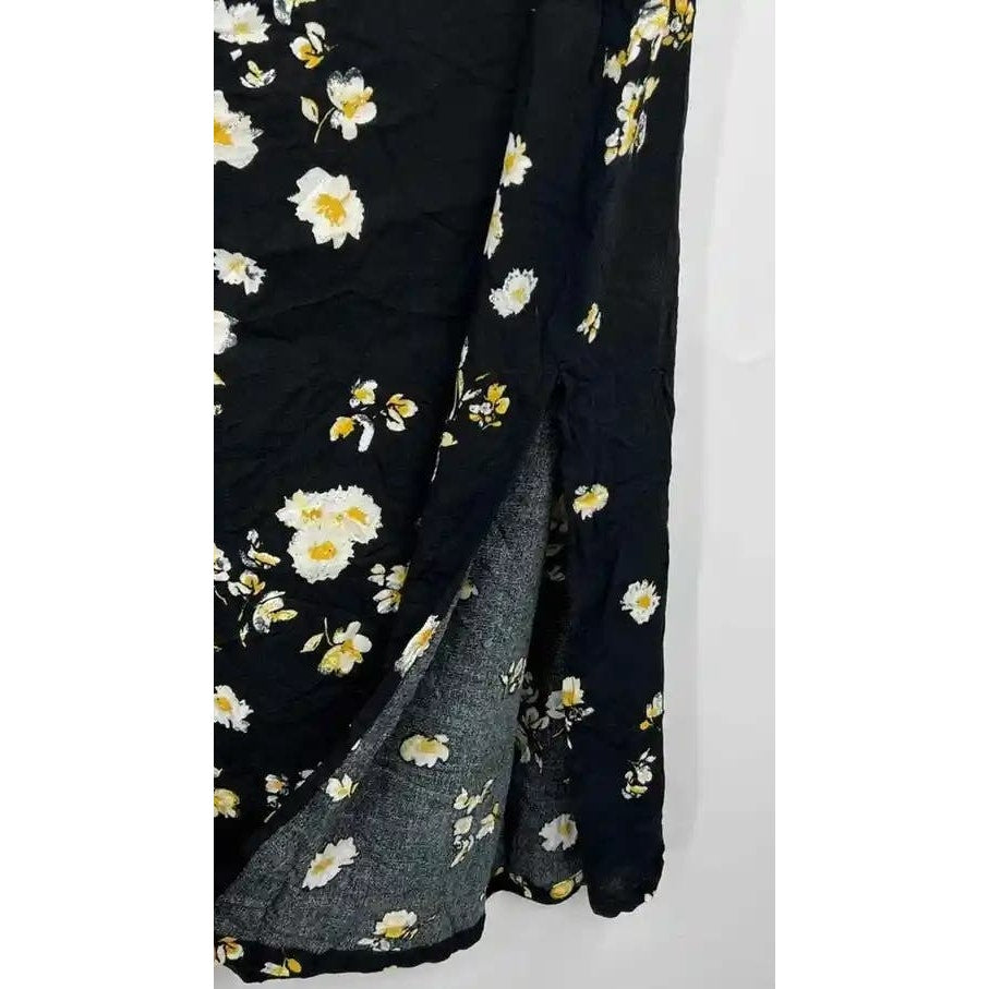 BP. Lightweight Vented Midi Skirt Sz XS/Extra Small in Black Mixed Floral NWT