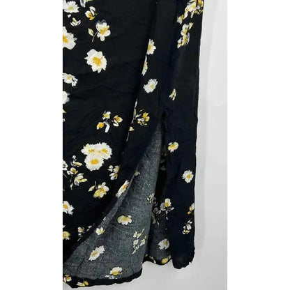 BP. Lightweight Vented Midi Skirt Sz XS/Extra Small in Black Mixed Floral NWT