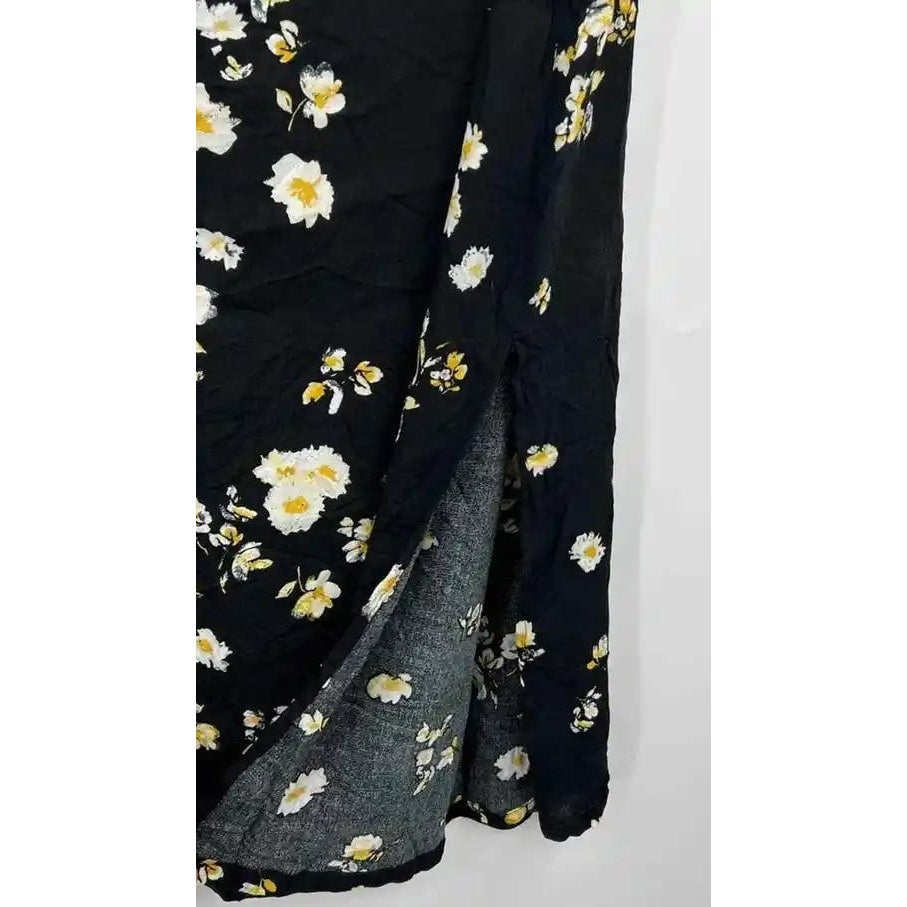 BP. Lightweight Vented Midi Skirt Sz XS/Extra Small in Black Mixed Floral NWT