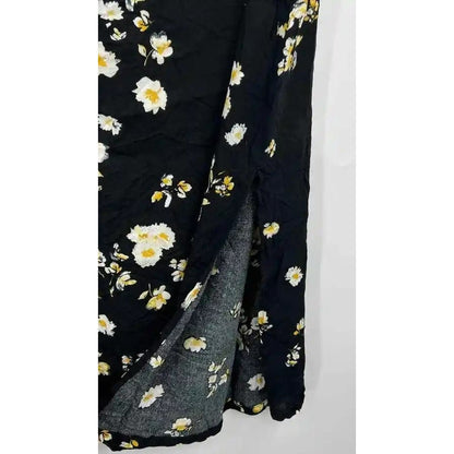 BP. Lightweight Vented Midi Skirt Sz XS/Extra Small in Black Mixed Floral NWT