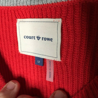 Court & Rowe Pullover Sweater Red Stripe Sporty Belle Noel Medium Cotton NEW