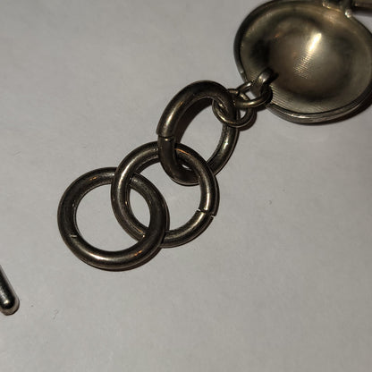 Vintage Silvertone necklace toggle clasp Discs hammered square circle 16" length