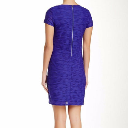 Marc New York Andrew Marc Short Sleeve A-Line Texture Knit Jacquard Dress MEDIUM