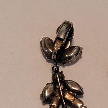 Vintage Faux rhinestones pearl drop pierced earrings dangle Clip On