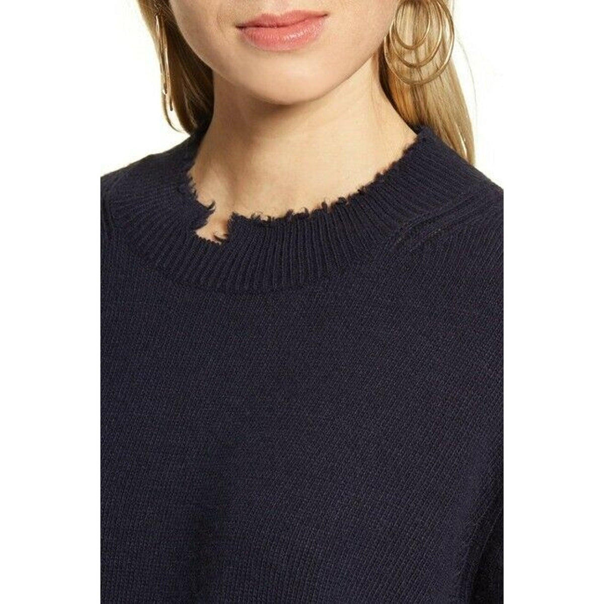 Treasure & Bond Distressed Pullover Sweater Long Sleeves Crew Neck X-Small NWT