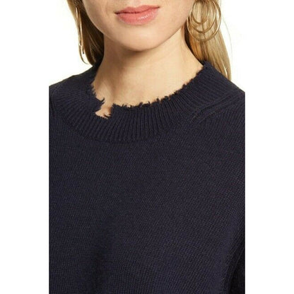 Treasure & Bond Distressed Pullover Sweater Long Sleeves Crew Neck X-Small NWT