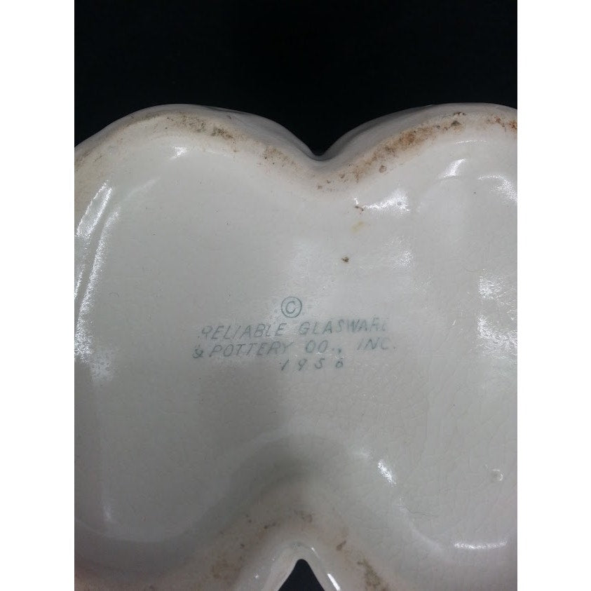 Vintage Reliable Glasware & Pottery Co 1956 Planter Vase Baby Shoes Infant Birth