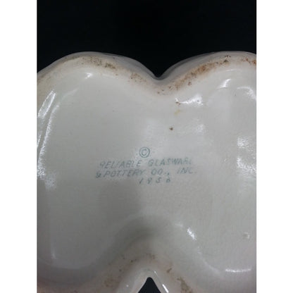 Vintage Reliable Glasware & Pottery Co 1956 Planter Vase Baby Shoes Infant Birth