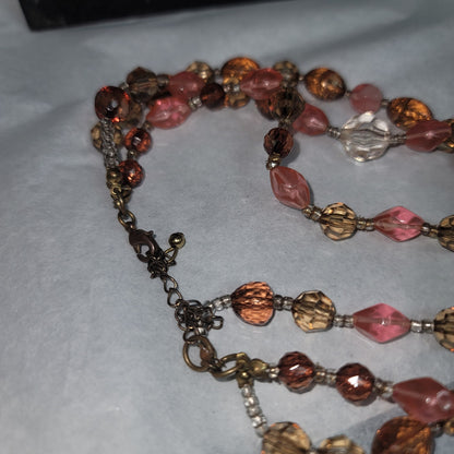 Vintage Costume Jewelry Fashion Icon BE DIFFERENT beaded 3 tier necklace Pink