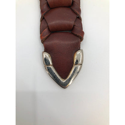 Vintage Sz 34 Argentina Braided Full Grain Cowhide Leather Belt Goldtone Buckle