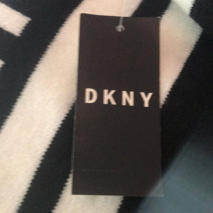 DKNY Black White Logo Stadium Tassel Winter Scarf Winter wrap fringe