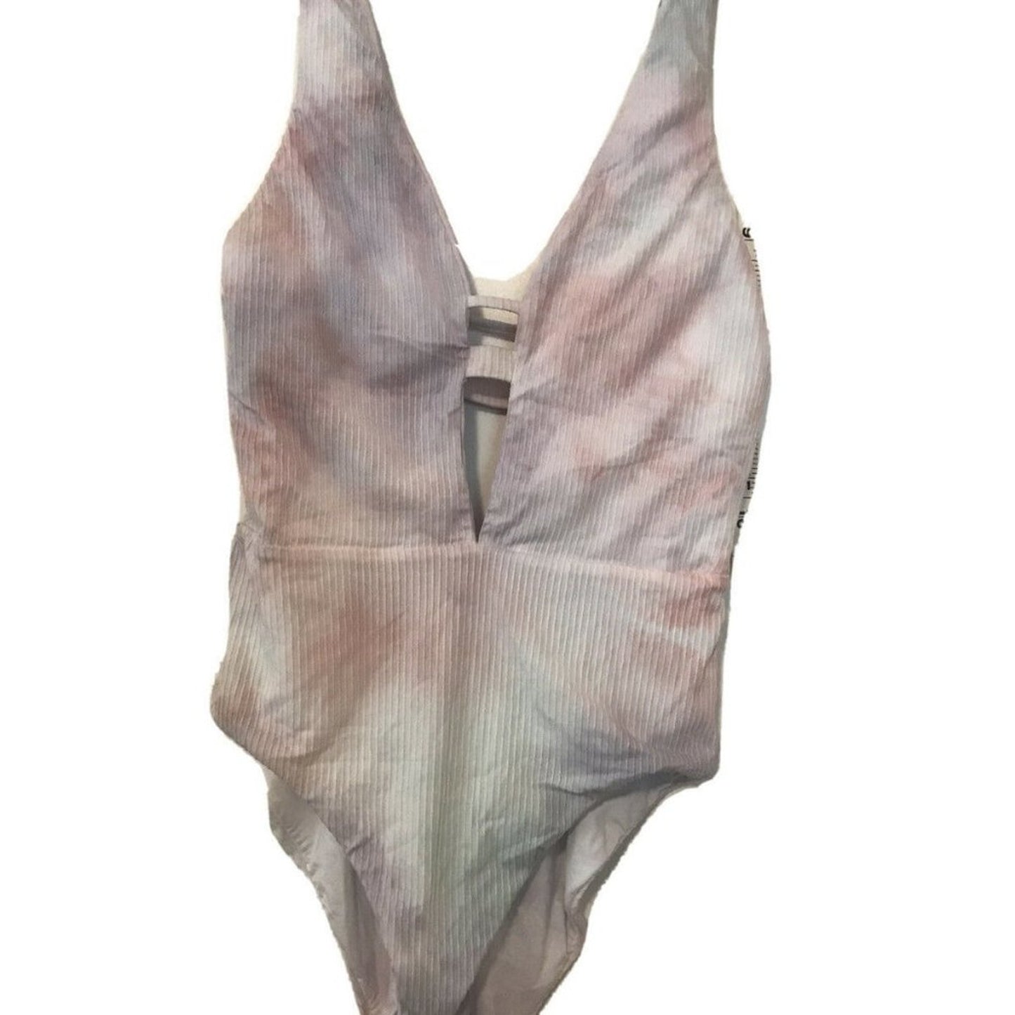 Soluna Tie Dye Ribbed Plunging One Piece Swimsuit Large