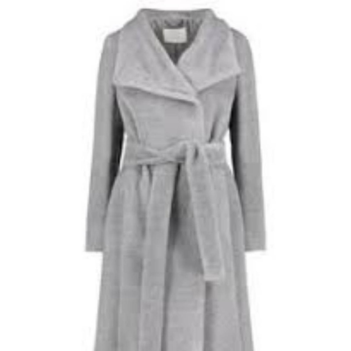 Boss Hugo BOSS Coexpen Coat High-Necked Self-Tie Belt Long Sleeve Silver 6 WOOL