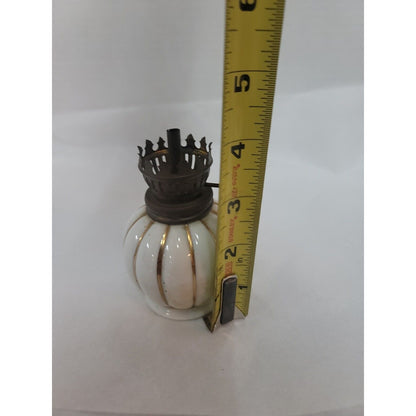 Vintage Oil lamp Base white,gold accents, Made In Japan, H-4" Hurricane NO GLOBE