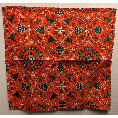 Vintage Handmade Red Geometric Pattern Christmas Tree Napkin Set of 6