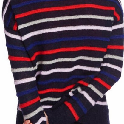 NWT Court & Rowe Striped Navy Crush Crewneck Sweater Small Winter Cold Weather