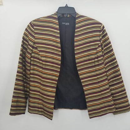xscape gold tones blazer striped long sleeve lined VINTAGE disco Size 14 MEDIUM