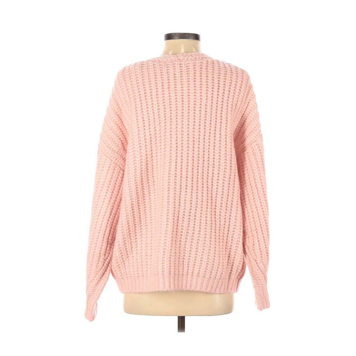 Rebecca Minkoff Boho Cable Knit Long Sleeve Pink Pullover Sweater V-Neck Small