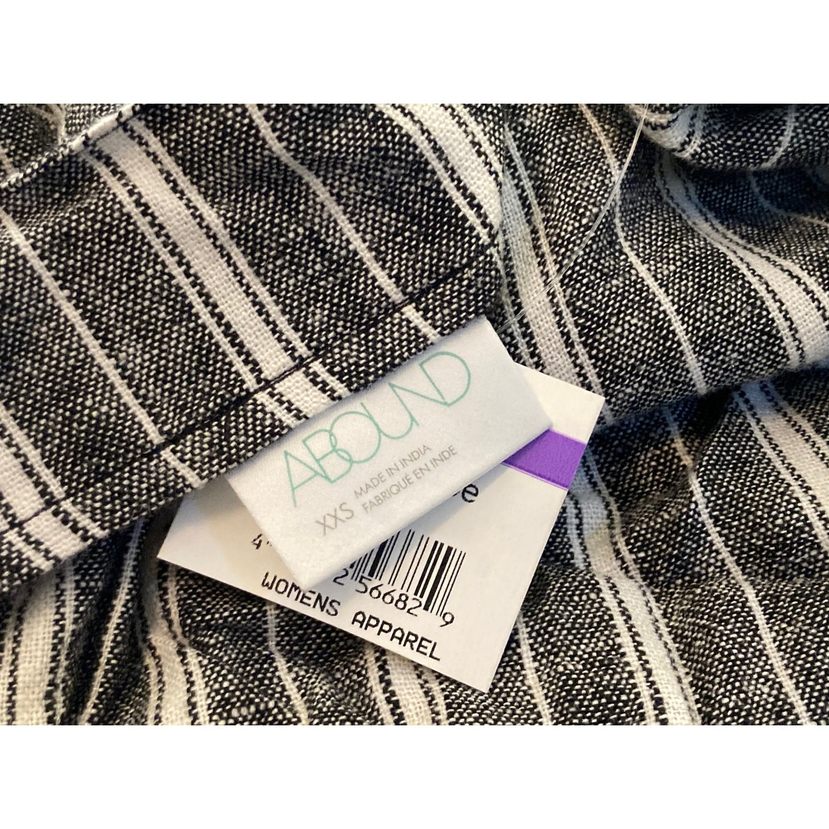 Abound Spaghetti Strap Button Front Crop Cami Top Sz XXS Black/White Stripes NWT