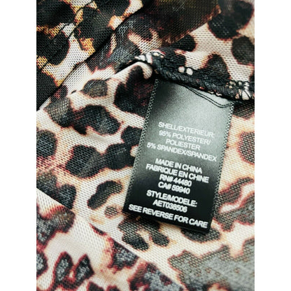 AFRM Sheer Sleeveless Cowl Neck Pullover Top XS/Extra Small Leopard Print NWT