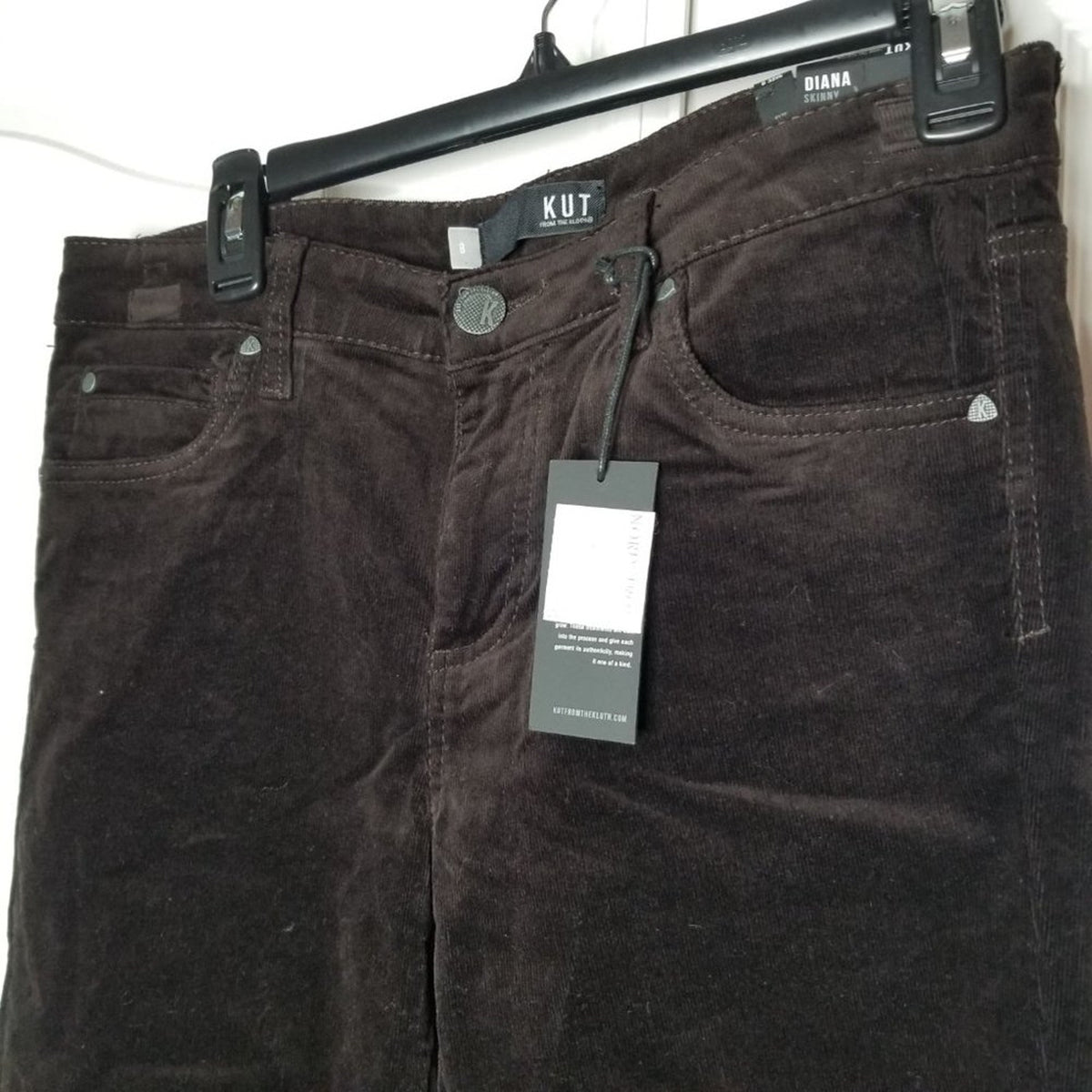 KUT From the Kloth Diana Stretch Corduroy Skinny Pants Zip Fly Mid Rise Brown 8