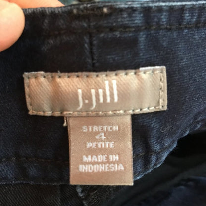 J. Jill Flat front Stretch Boot Cut Jeans Dark Wash Low Rise Denim Petite Sz 4
