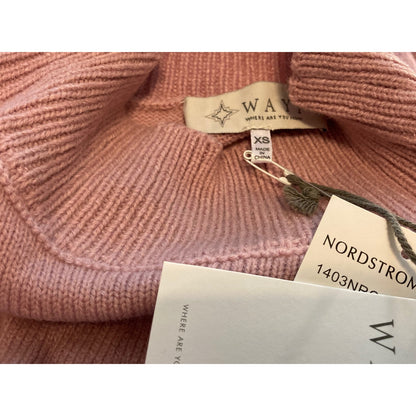 WayF Lola Puff Sleeve Mock Neck Sweater Dress Sz XS/Extra Small Blush Pink NWT