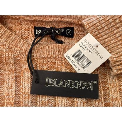 BlankNYC Soft Crew Neck Rib Knit Pullover Sweater Sz Medium Toffee Heather NWT