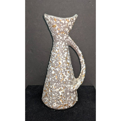 Vintage Savoy China Mid Century 24K Gold Splatterware Pitcher Vase Gray White