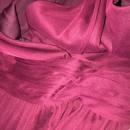 Onyx Nite Burgundy V Neck Full Maxi Dress Size 14 Formal Sleeveless Wedding