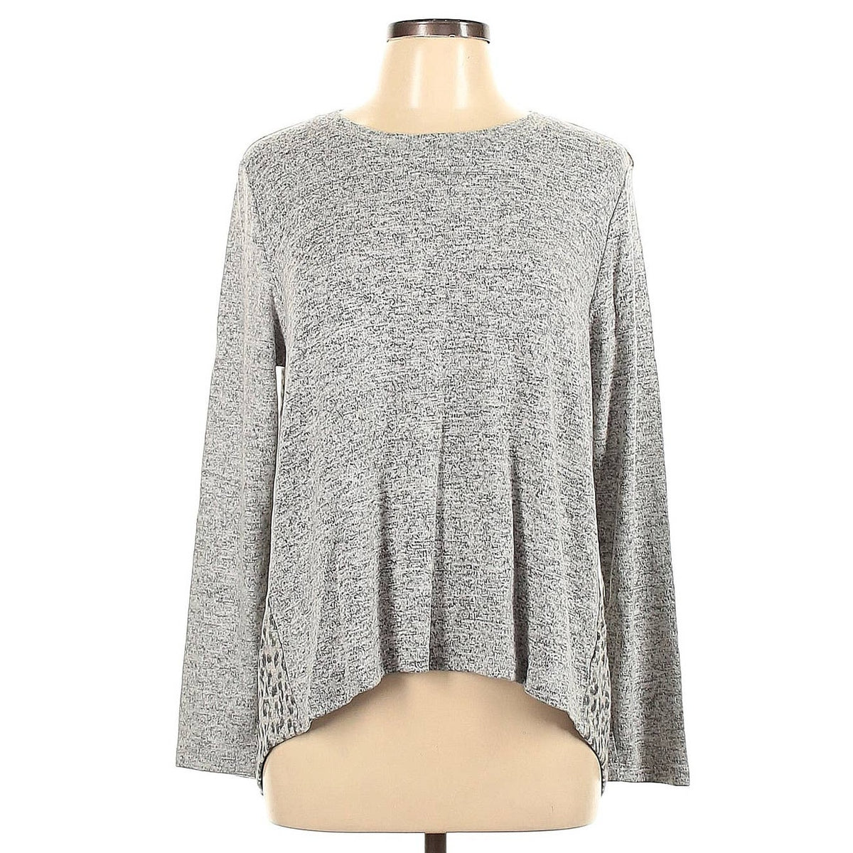 Bobeau Pullover Sweater Size Large High Low Hem Long Sleeve Gray NEW