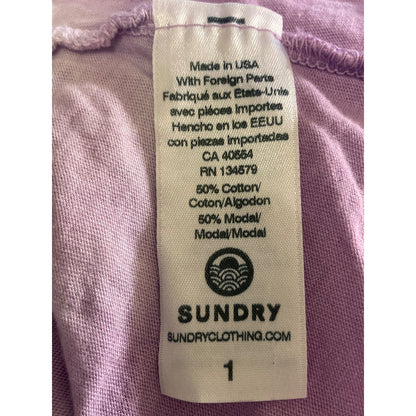 Sundry Women's Scoop Neck Long Sleeve T-Shirt Top Size 1 Small Lilac Tie Dye NWT