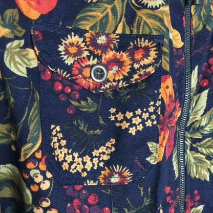Capacity Full-Zip Vest Collared Sleeveless Floral Belted Funky Vintage Medium